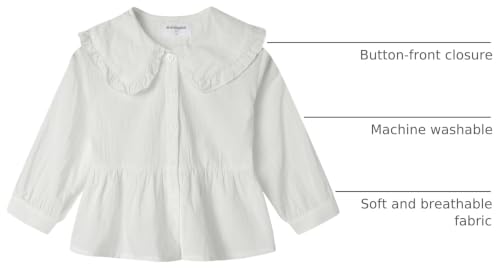 Image of Mud Kingdom Girls Blouse Shirts Spring Fall Long Sleeve Button-Down Top Ruffle Collar