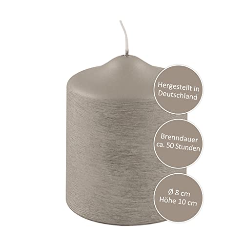 FINK graue Stumpen Kerze - für Windlichte Laternen - Tischdeko Silvester Hochzeit Silberhochzeit Jubiläum 25 Jahre - H 10 D 8 cm FINK graue Stumpen Kerze - für Windlichte Laternen - Tischdeko Silvester Hochzeit Silberhochzeit Jubiläum 25 Jahre - H 10 D 8 cm