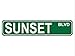 Cohuodec Sunset BLVD Metal Sign - Vintage Rustic Tin Wall Decor, 16x4 Inch Retro Street Sign - Bar, Garage, Man Cave, Office, or Home Theater Decor