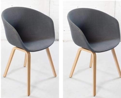 Image of Set of 2 Modern, Designer Chair for Home, Cafe, Hotel & Office (Grey Full Fabric)