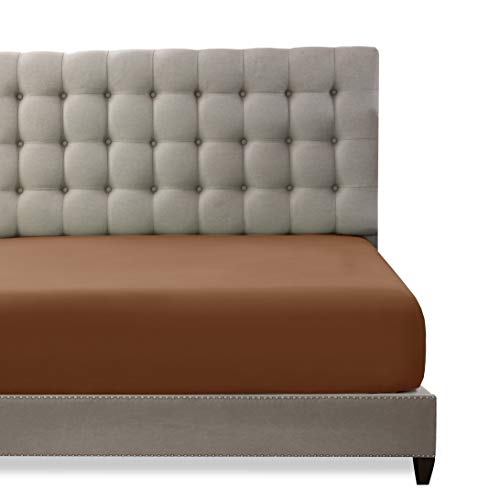 Toodou Soft Brushed Microfiber Fitted Sheet- The Deep Pocket Mattress Cover with Ultra-Soft Wrinkle Stain Resistant is Made of The Microfiber and Workmanship-Mocha Double 14 Inches Deep