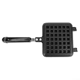 MKTOLHUS Gasherd, drehbar, belgisch, für Waffeleisen, antihaftbeschichtet, Metall, Backblech für Zuhause, Küche, Frühstück, Kochen, schwarz, groß, 22 x 35 cm (Einkopf-Waffel)