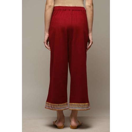 Image of Rangriti Women Polyester Printed Palazzo (RMMWINTERW18264 Red L)
