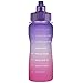 Life4u Botella de Agua Deportiva de 2 litros con Marcador de Tiempo Motivadora y Pajita para Fitness, Gimnasio, Oficina, Pesca y Los Deportes al Aire Libre