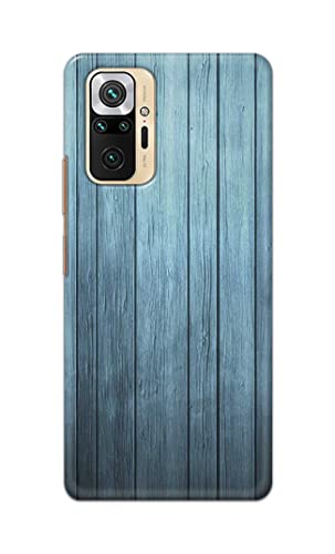 Image of Printed Hard Back Cover Case for Mi Redmi Note 10 Pro | Mi Redmi Note 10 Pro Max Back Cover (Wooden Blue) -1302