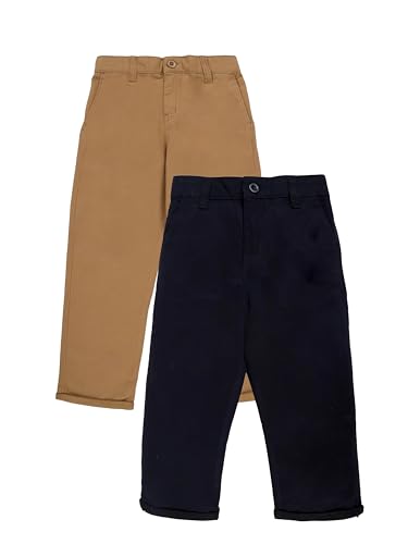 Image of KiddoPanti Boys 100% Cotton Twill Chinos Pant | Comfortable Regular Fit | 2 Side Pocket, 2 Back Pocket | Ankle Length | Back Elasticated Waistband with Button Zip Open Fly