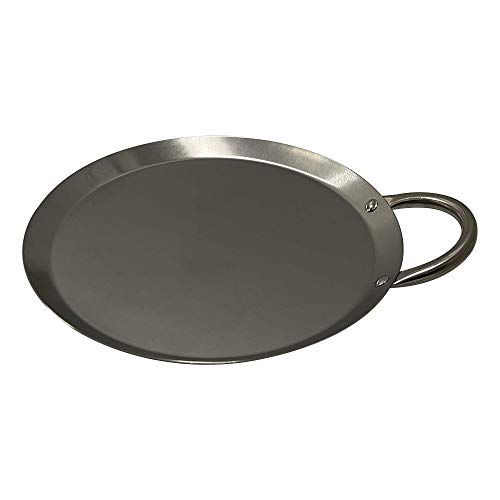 MH GLOBAL Comal Round 11 Inch Stainless Steel Round Comal Griddle Fry Pan