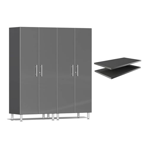 Ulti-Mate UG22624G 2-Piece Tall Garage Cabinet Kit and 2-Shelf Bundle in Graphite Grey Metallic