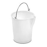 Congost Cubo Industrial Cilíndrico con Vertedor y Asa de Acero Inoxidable, HDPE, Blanco, 12 L