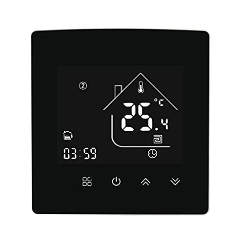 MincoHome 25A Tuya Smart Wifi Thermostats Big Power Temperature Controller for Electric Floor Heating System Voice Remote Control Compatible with Alexa, Google (Black)