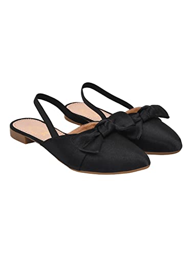 Image of Shoetopia Women's Flat Sandals - Stylish Slingback Slip-On Bally with Bow Design, Comfortable Casual & Party Footwear