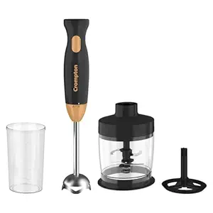 CROMPTON AMEO TRIO Hand blender+ Chopper+ whisker, 300 watts powerful motor, Food grade blades, Blend/Chopp/Whisk, Hot and cold Blending, Anti splash technology, 2 years warranty.