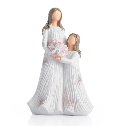 Figura Decorativa Madre e Hija de Resina Pintada a Mano