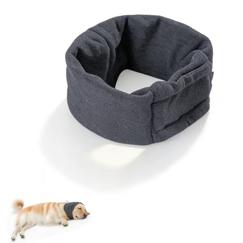 1 Pièce Cache Oreille Chien Réglable, Snood Chien Chaude en Hiver Confortable, Protege Oreille pour Chien, Capuchon Apaisant Anti-Vent, Gris (M)