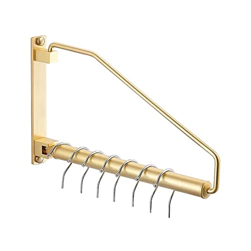 Perchero de pared giratorio de 180° con 5 ganchos, solución de ahorro de espacio para baño y lavandería, diseño moderno y duradero