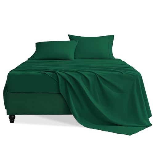 Swiftify Twin Sheets Set 3 Pieces Hotel Luxury Soft Microfiber Bed Sheets Set Up to 16 Deep Pockets Oeko-Tex Sheets with Elastic Breathable Wrinkle Free (Forest Green Twin)