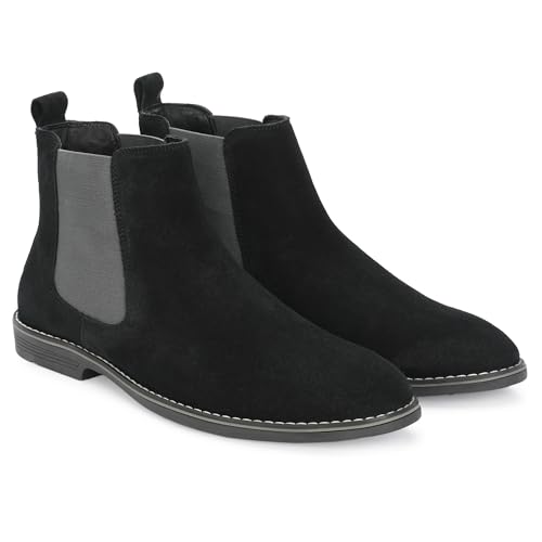 Image of Blue Leather By Centrino Genuine Leather Men's Formal and Casual Leather Boots | Versatile and Sophisticated Chelsea Boots for Every Season | Fashionable Elegant Boots for Any Occasion (3964)
