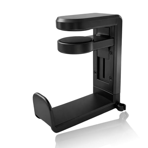 JinRuiCPeng Support de Casque avec Crochet pivotant à 360° Pince à Ressort 10–40 mm et Clip de Câble, Porte Casque Gaming sous Table Antidérapant pour...