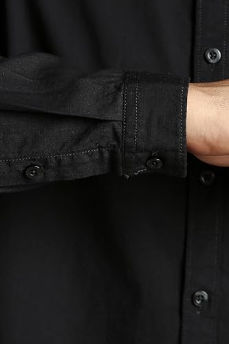 Image of Louis Philippe Men's Cotton Slim Fit Premium Textured Fabric Versatile Solid Easy Care, All Season Adapability Full Sleeve Casual Shirt