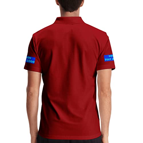 Custom T Shirts Mens Short Sleeve Collared Polo Casual Business Golf Shirts For Hiking Sport Business, Red #TOP5