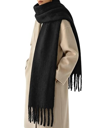 Darller Winter Scarf for Women, Chunky Oversized Blanket Scarves, Black