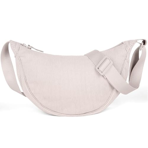 Aucuu Sac Bandoulière Croissant de Lune pour Femme, Crescent Bag en Velours Côtelé avec Bandoulière Réglable, Sac à Main Portable