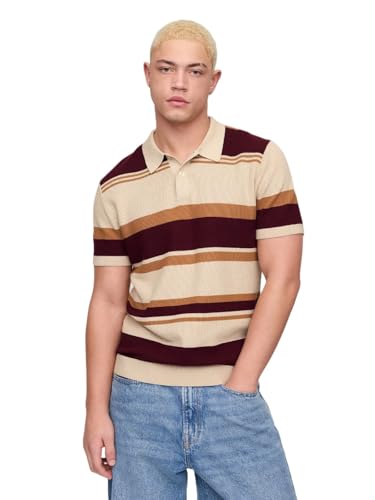 GAP Mens Novelty Sweater Polo Bedrock Stripe M