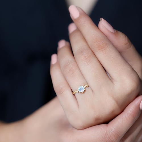 Certified Opal Promise Ring with Diamond Leaf for Women, AAA Quality, Natural Opal Diamond Minimal Ring3