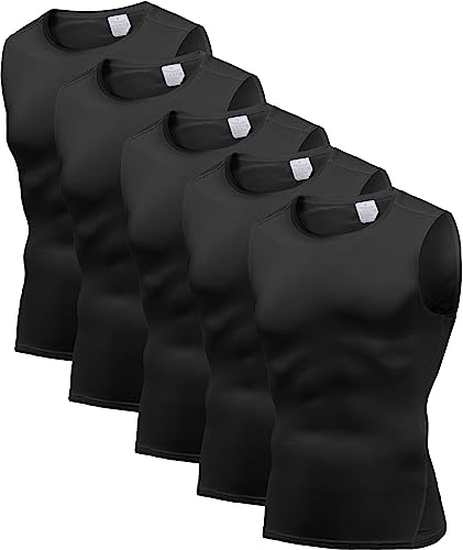 Holure Men's 5 Pack Compression Tank Tops Athletic Muscle Tee Fitness Bodybuilding Sleeveless T-Shirt