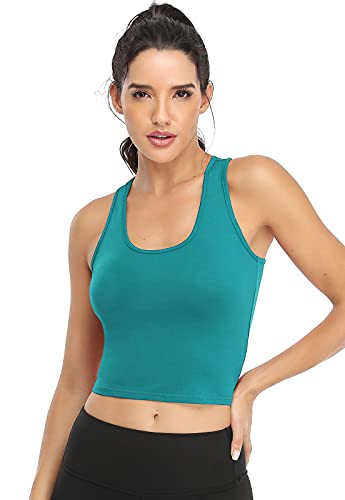 Image of Joviren Crop Tank Tops for Women Workout Cropped Athletic Shirts | 4 Pack Cotton Racerback Yoga Tops