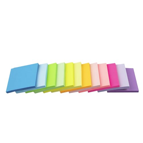 Image of (12 Pads) Sticky Notes 3x3 Inches,Bright Colors Self-Stick Pads