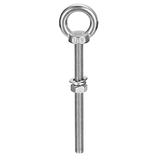 Image of uxcell Lifting Eye Bolt, 1 Set M12x150mm Eye Bolt with Nut Washer 304 Stainless Steel Shoulder Lifting Ring Eye Bolt for Hanging Item