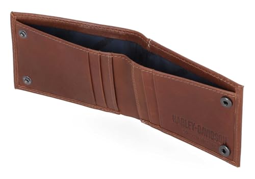Harley-Davidson Men's Laser Bar & Shield Logo Front Pocket Leather Wallet, Brown4