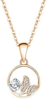 14K Gold Sterling Silver Butterfly 0.5ct Diamond Pendant for Wome...