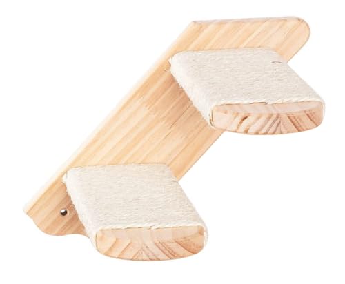 Haiyunhome 壁掛け式猫用階段 ラバーウッ 壁掛け式猫用階段 ド製で頑丈 麻紐滑り止め付き 取り付け簡単 壁付け ステップ 滑り止め 階段 麻縄 つめとぎ ねこ 猫用おもちゃ 爪とぎ 猫の遊び場づく 木製 組立簡単 省スペース 自由組み合わせ (2