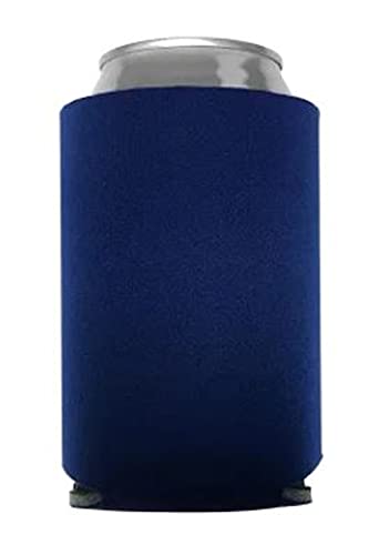 Can Cooler Sleeves Blank Poly Foam - Collapsible DIY Customizable for Parties Weddings Bulk (25, Navy)