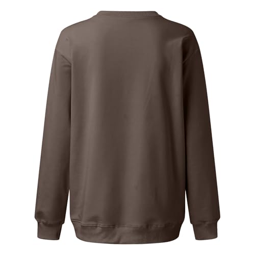 Image of Women Crew Neck Sweatshirts Fall Casual Oversized Sweat Shirts Long Sleeve Cute Preppy Sweatshirt Comfort Pullover