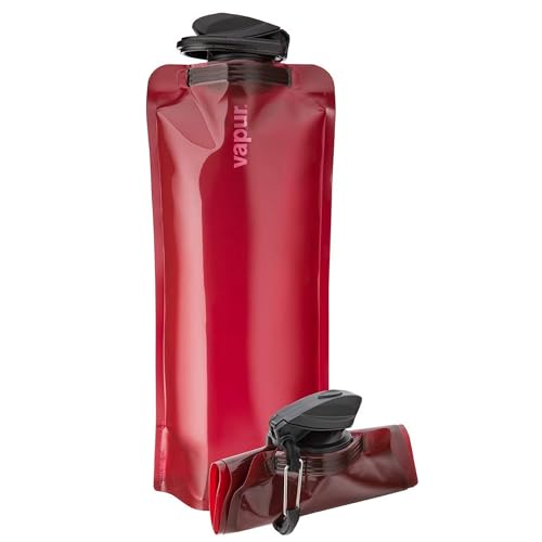 Vapur Collapsible Water Bottle with Carabiner - 34oz (1L), Burgundy - Flexible and Lightweight Water Bottle for Travel, Concert, Hiking, and Outdoor Adventures - BPA-Free, Dishwasher-Safe, Freezable
