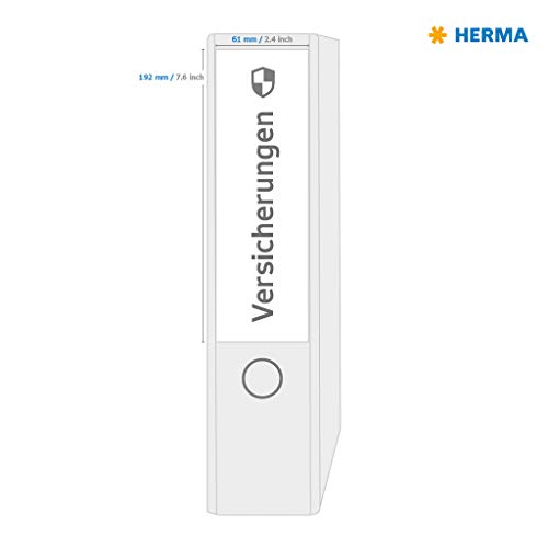Herma Self Adhesive Removable Lever Arch File Labels, 4 Labels Per A4 Sheet, 100 Labels For Printers, White Opaque, 192 X 61 Mm (10165) #TOP3