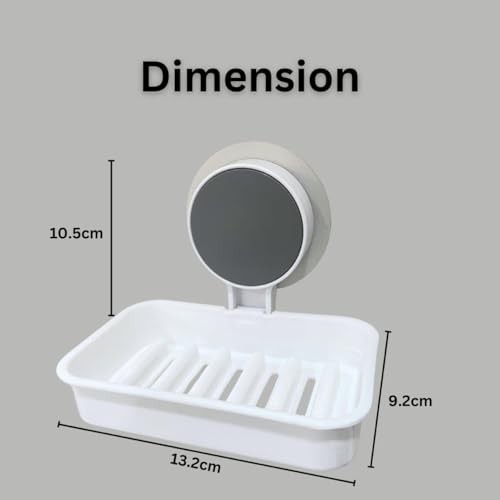 Image of Wall-Mounted Soap Holder with Waterproof Adhesive, Premium ABS Plastic, Removable Drain Tray, White (Pack of 2, Plastic Soap Dish Heavy)