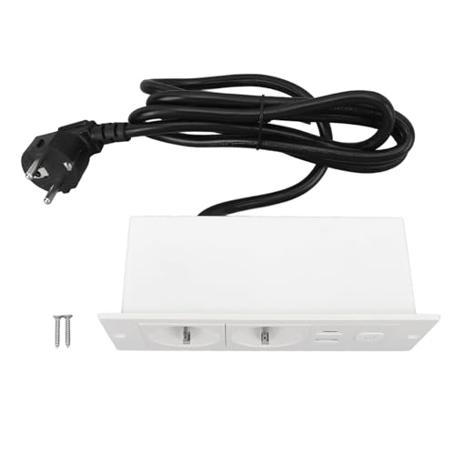 Regleta empotrada de mesa PP con puertos USB Tipo C de 16A y cable con interruptor 5