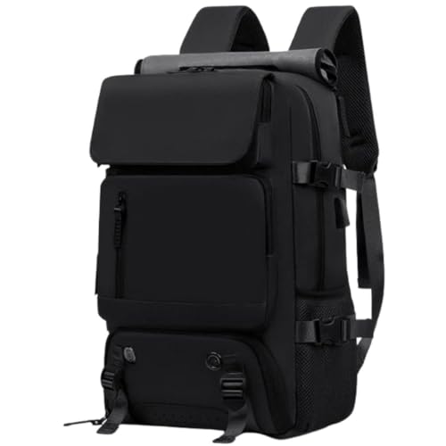 Mochila de Viagem Multifuncional, Compartimento para Sapatos, Porta USB, Bolsa P/Trabalho Escola Passeio Universidade, Grande, Múltiplos Bolsos (Preto)