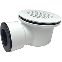Low Profile Shower Drain Assembly with Perforated Strainer, 1.5" Side Outlet Also Can Be Used as 2" Shower Drain by Removing Black Rubber Bushing