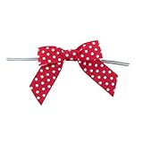 Red & White Polka Dots Pre-Tied Bows - 3” Wide, Valentine’s Day Wedding Embellishments, Presidents Day Party Favors, Memorial Day Gift Basket, 4th of July & Fall Decor, Christmas Birthday Bows
