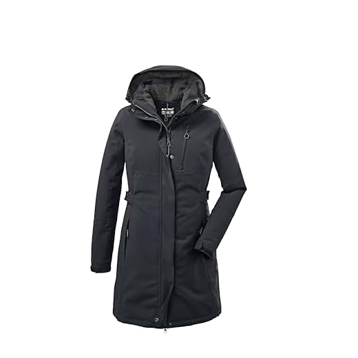 Killtec Damen Parka Funktionsparka mit abzippbarer Kapuze KOW 165 WMN PRK wasserdicht, Winddicht, atmungsaktiv 00200-schwarz 40
