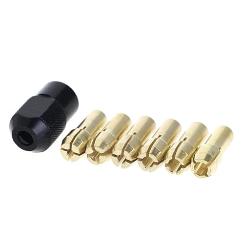 Portabrocas 7 Uds Mini taladro mandril de latón 1,0/1,6/2,0/2,4/3,0/3,2 y juego de tuercas de mandril M8-0,75 for herramienta rotativa de amoladora eléctrica Accesorios para Herramienta Rotativa