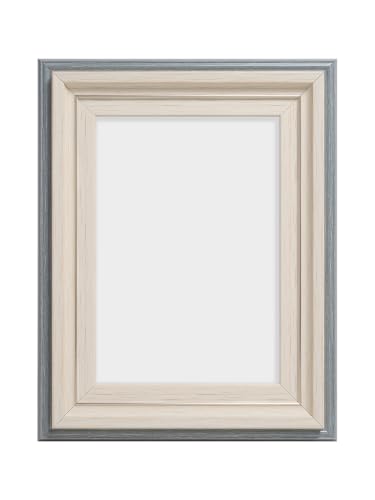 Image of GOLDEN PEACOCK Decorative 5x7 Picture Frame, Grey & Ivory Wood Grain PVC Frame with Glass, Wall Hanging & Table Display for Home and Office