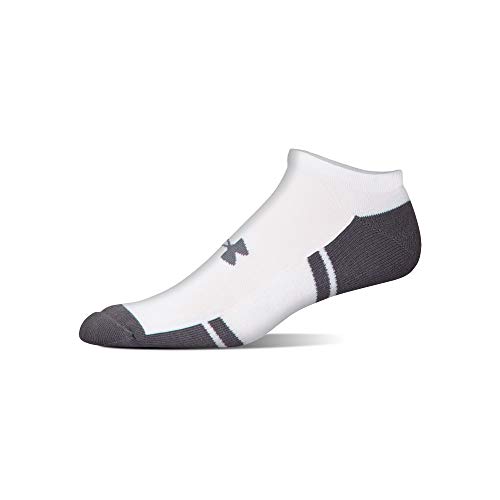 Under Armour Adult Resistor 3.0 No Show Socks , White/Graphite (6-Pairs) , Large