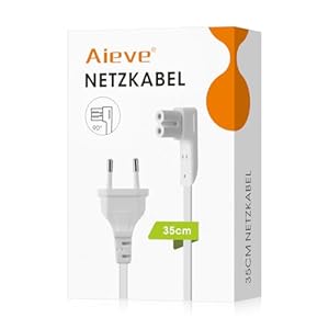 AIEVE 35cm Netzkabel Stromkabel 90° rechtwinkliges Kabel Eurostecker C7 kompatibel mit SONOS Play:1 One SL und SONOS ONE WLAN Lautsprecher (grau-weiß, EU Stecker, Kurz)