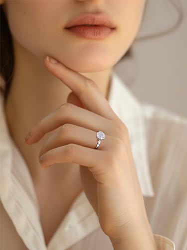 Silvora 925 Sterling Silver Simple Black CZ Ring Tiny Wedding Band Rings for Women Size 5-123